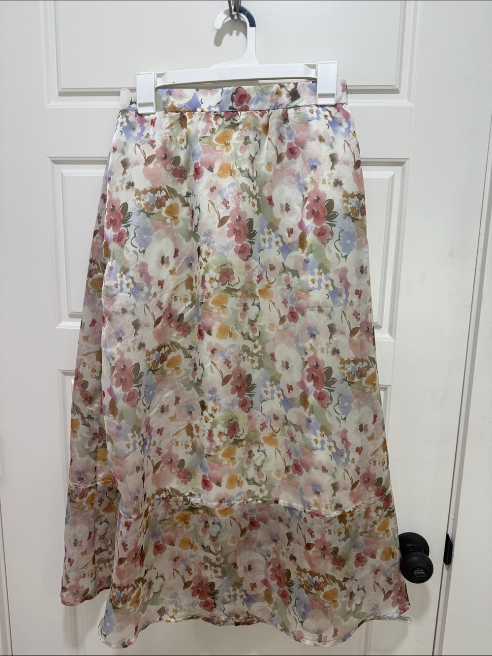 MELLODAY Floral A-Line Skirt in Pastel Multi